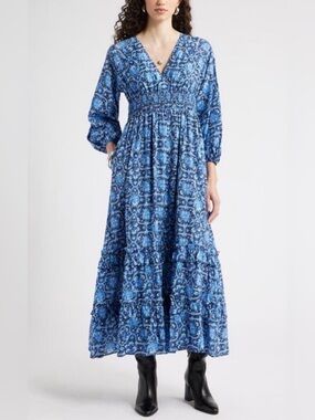 Chelsea28 Tiered Ruffle Long Sleeve Maxi Dress